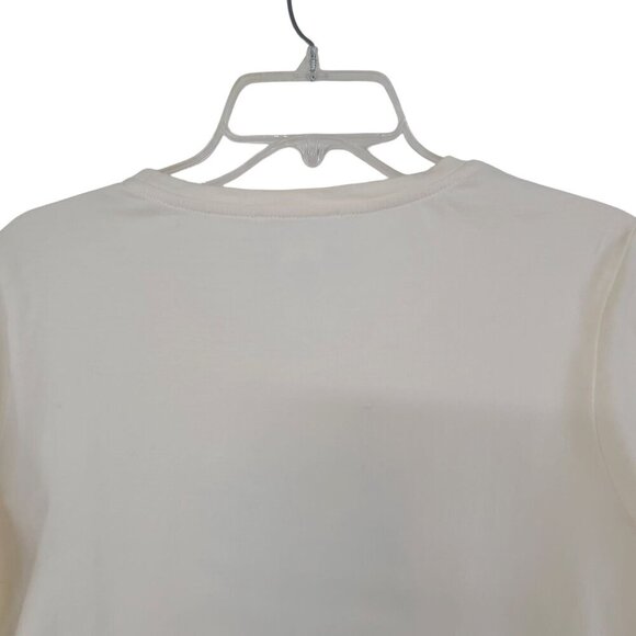 Catalog Favorites Short Sleeve Sequin Top Cream Floral Size L coastal grandma - Picture 5 of 7